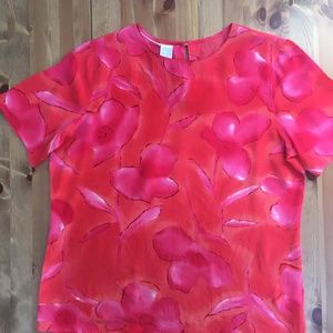 Pink Floral Silk Blouse